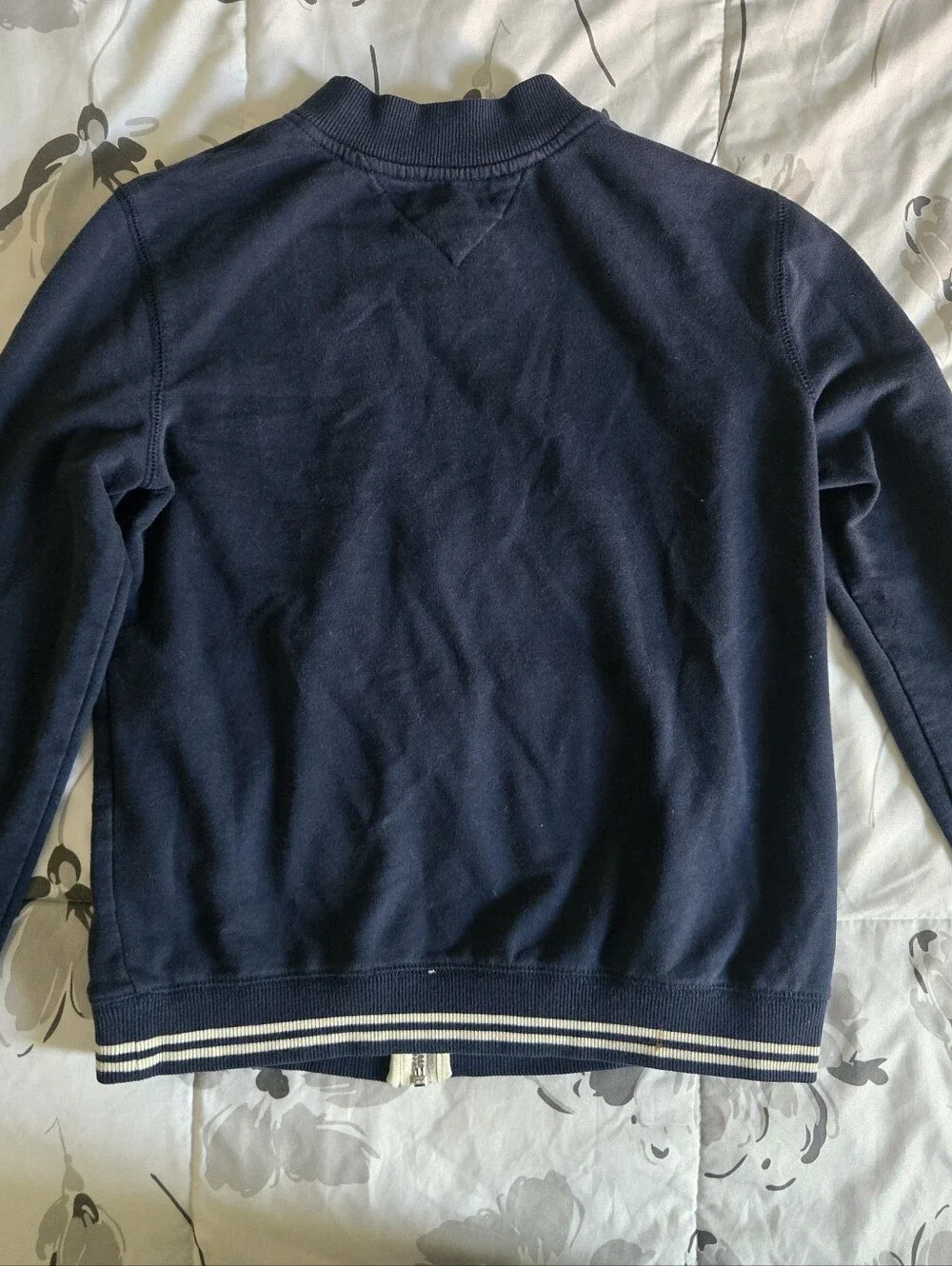 Tommy Hilfiger Navy Zip Front Kids Jacket with White Logo